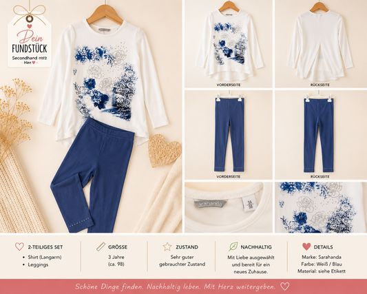 Sarahanda 2-teiliges Mädchen-Set | Gr. 98 (3 Jahre) | Weiss/Blau
