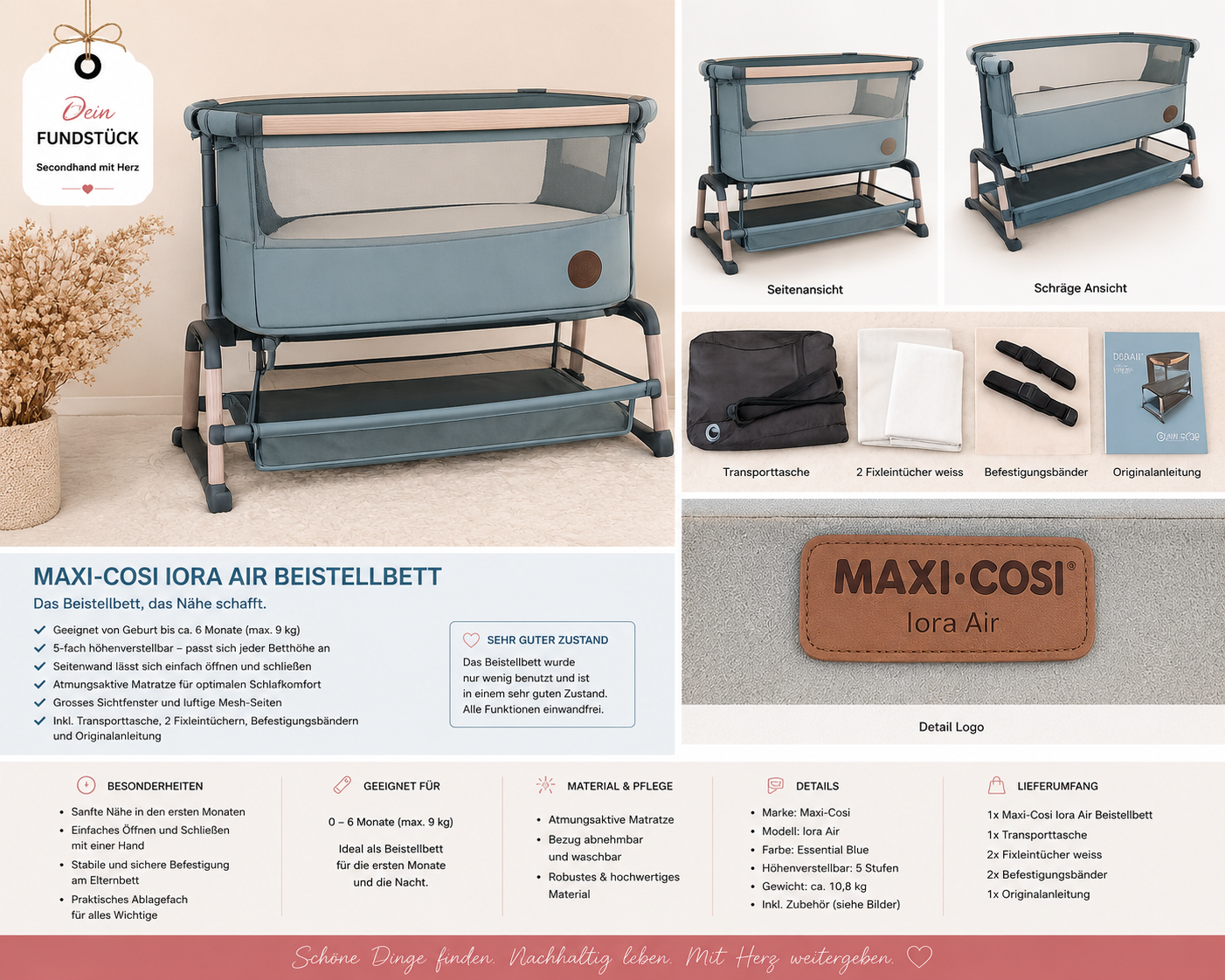 Maxi-Cosi Iora Air Beistellbett inkl. Zubehör