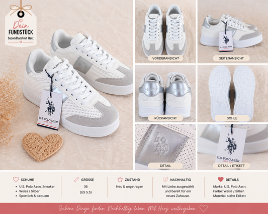 U.S. Polo Assn. Damen Sneaker Weiss | Gr. 36 | Neu mit Etikett