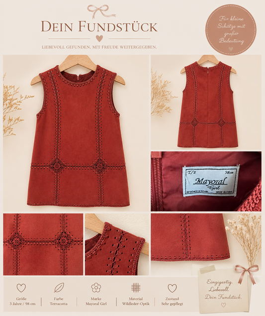 Mayoral Girl Kleid in Wildleder-Optik | Terracotta | Gr. 98 (3 Jahre)